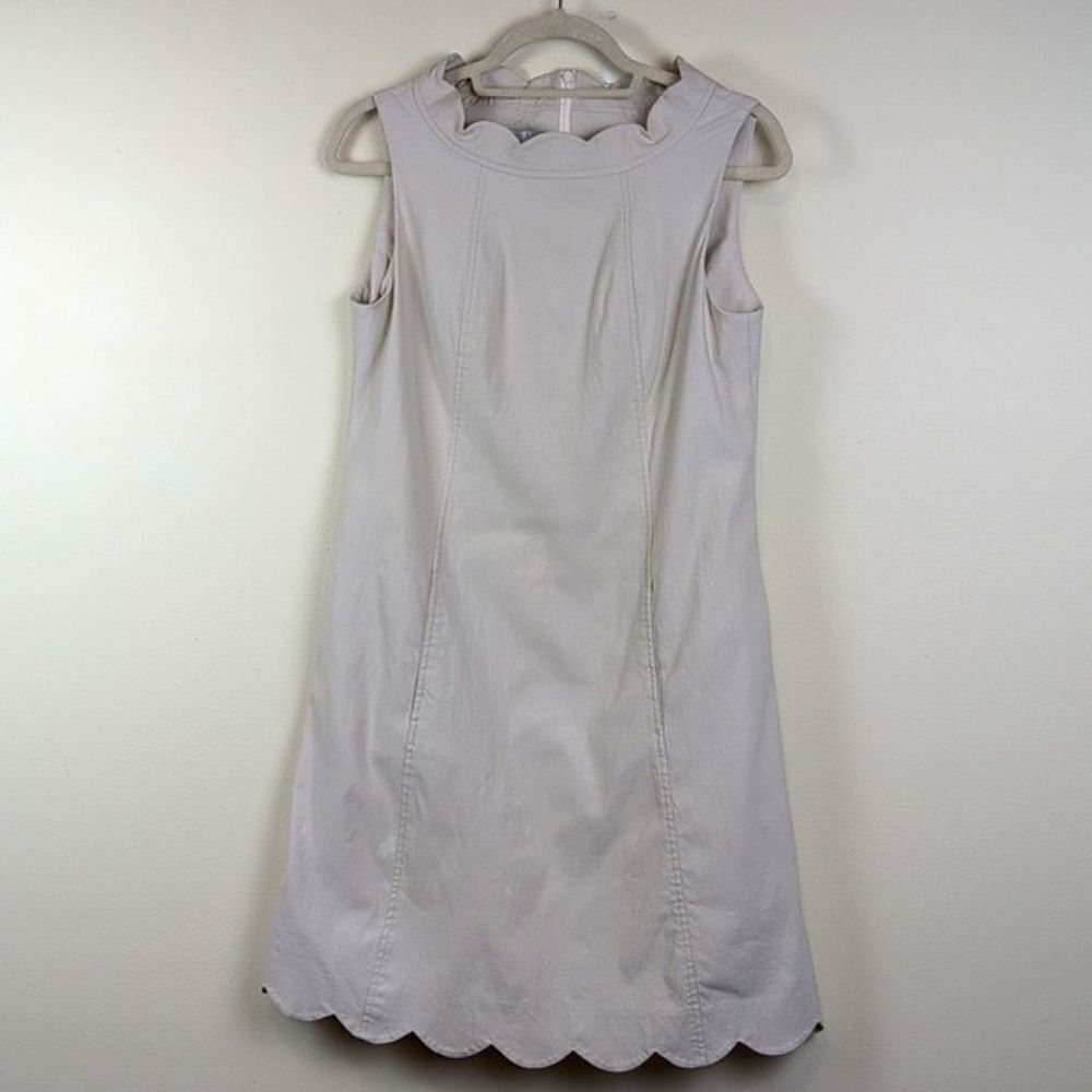 Sara Campbell Scalloped Sleeveless Dress In Sand Size 8